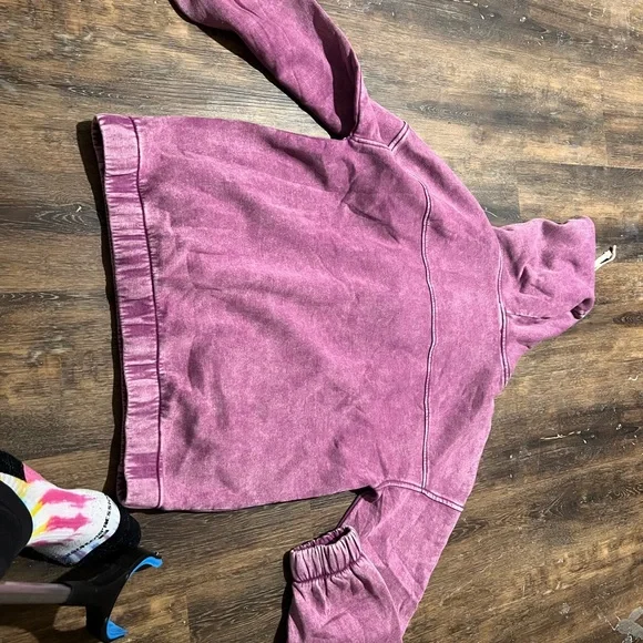 Zenana Purple Hooded Sweatshirt with Snap Buttons - Picture 2 of 2